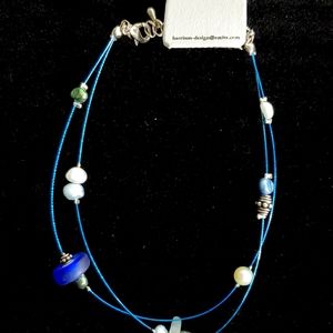 NEW Solares Blue Seaglass Pearl Beachy Bracelet E